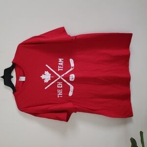 Hockey graphic tee shirt, Canadian, red white, men's size XL